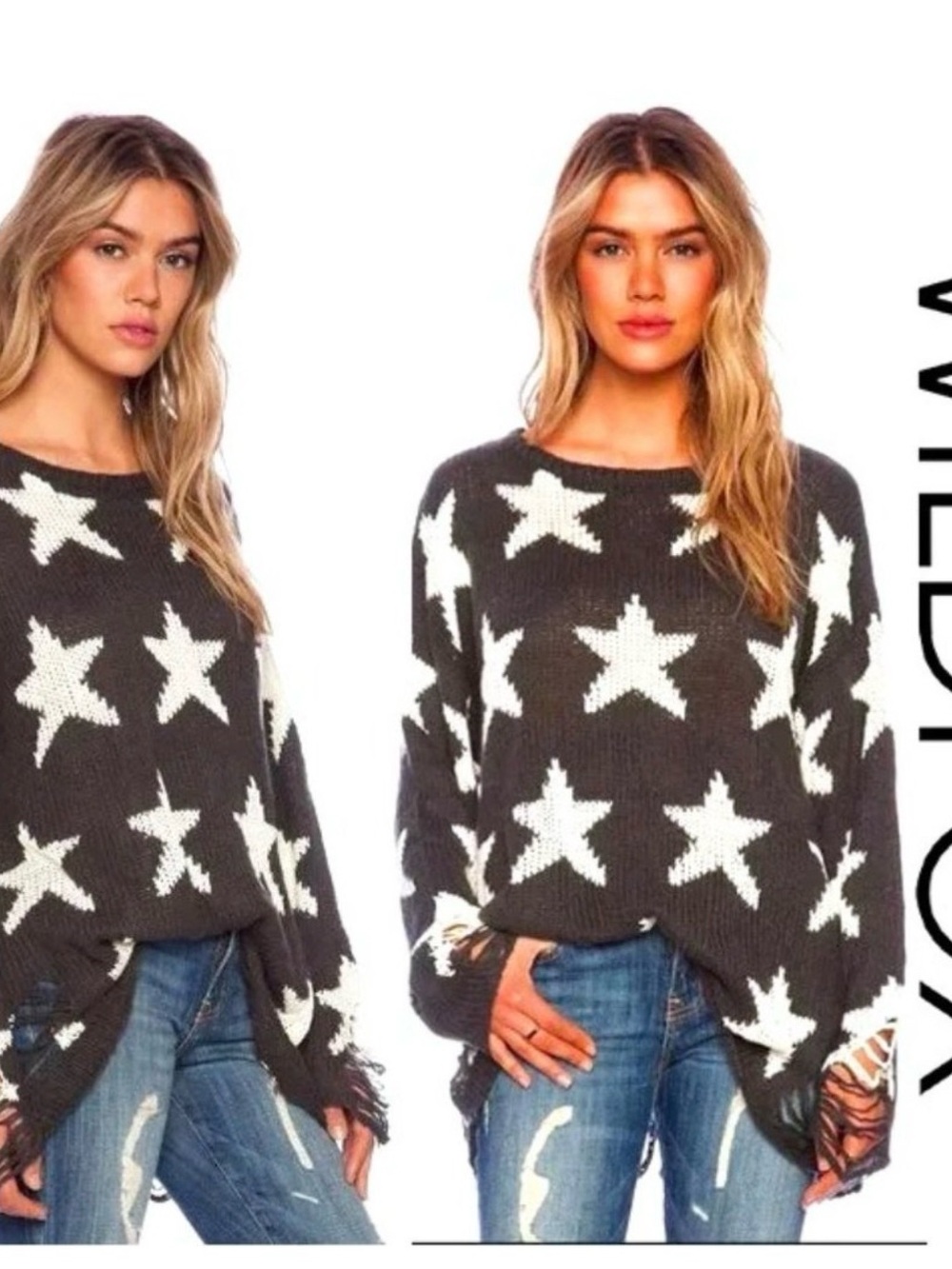 Wildfox Lennon Sweater with White Star Pattern